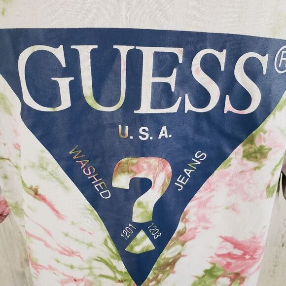 Guess Tie Dye Logo Tee Sz M - Picture 6 of 9